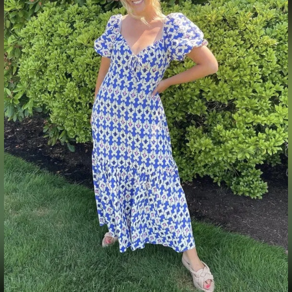 Zara Blue and White Floral Maxi Dress